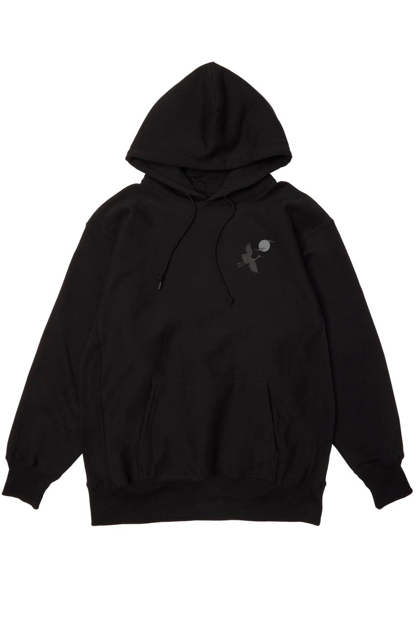 "Night and Cranes" pullover hoodie (fleece lining)